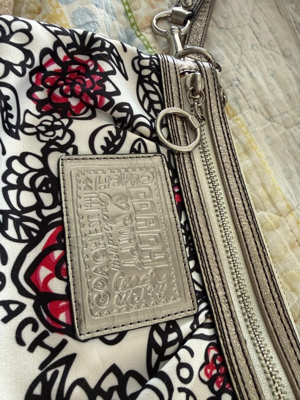Coach Poppy Floral Graffiti Wristlet, - Picture 11 of 12